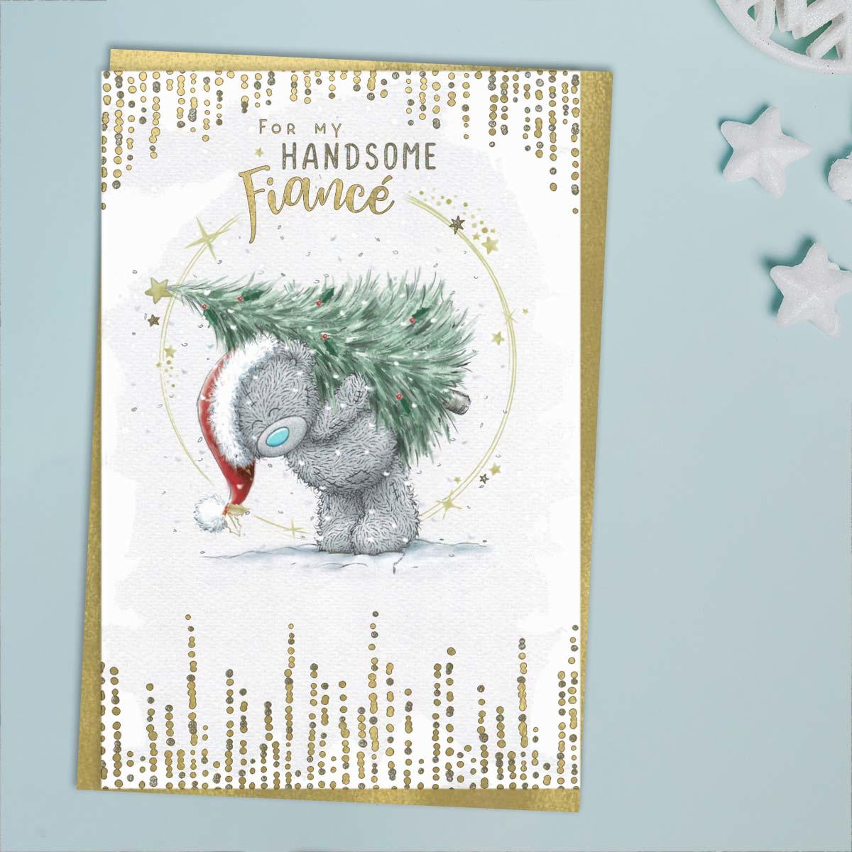 Handsome Fiancé Tatty Teddy Christmas Card Front Image