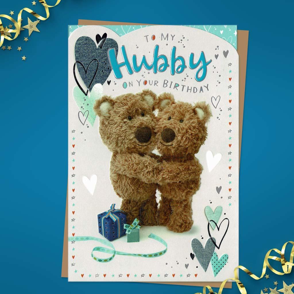 Happy Birthday Hubby Barley Bear Card Front Image