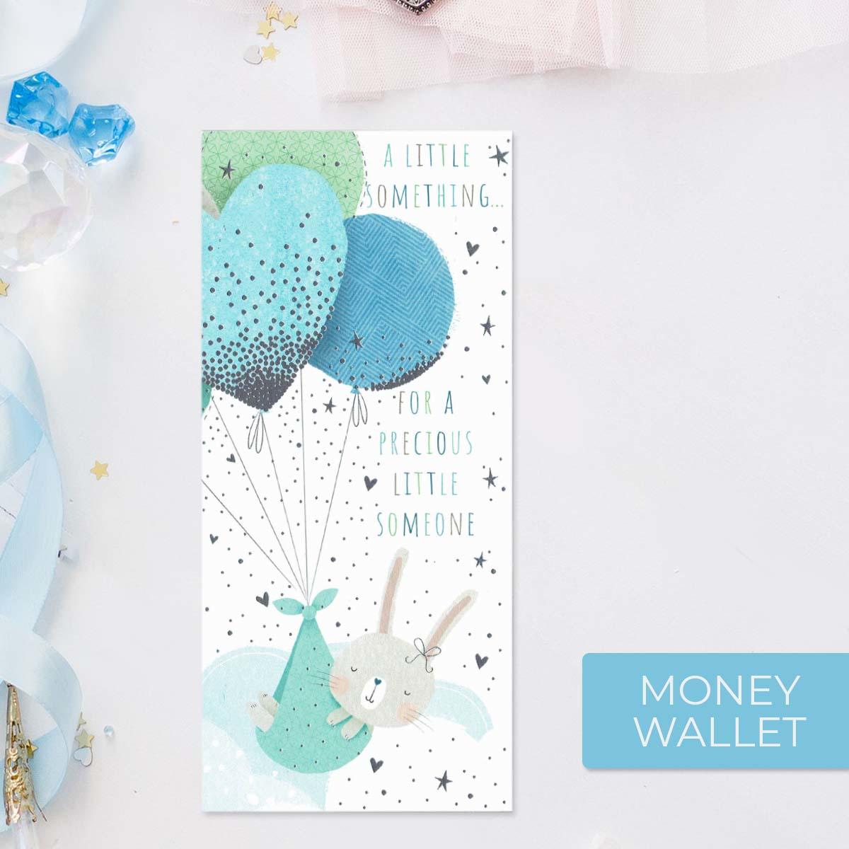 A Little Something For A Precious Little Someone Blue Money Wallet Front Image