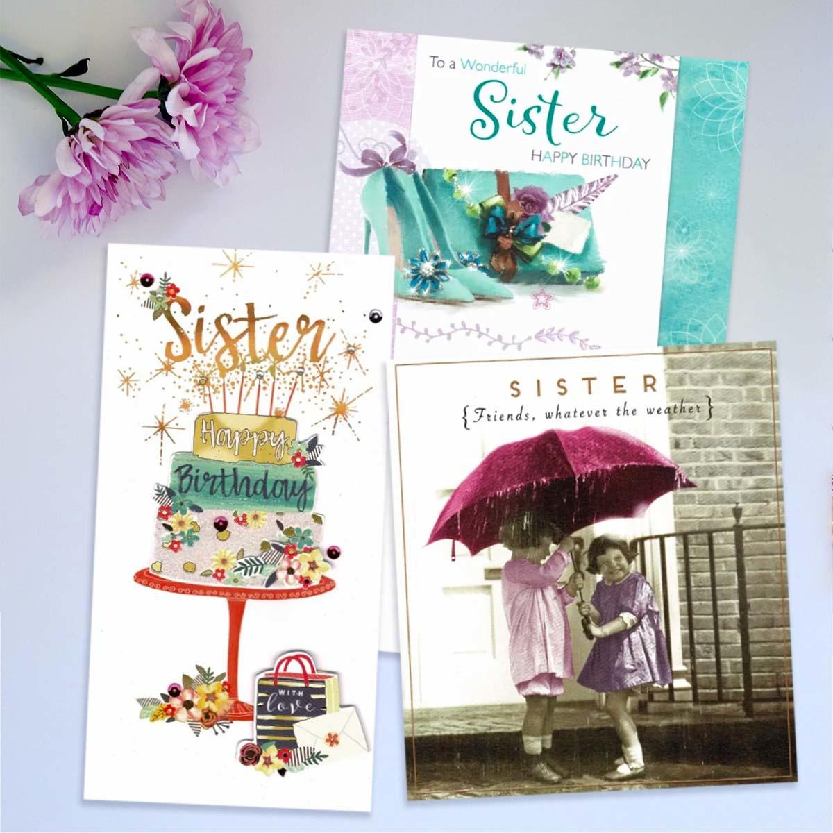 A Selection Of Cards To Show The Depth Of Range In Our Sister Birthday Cards Section