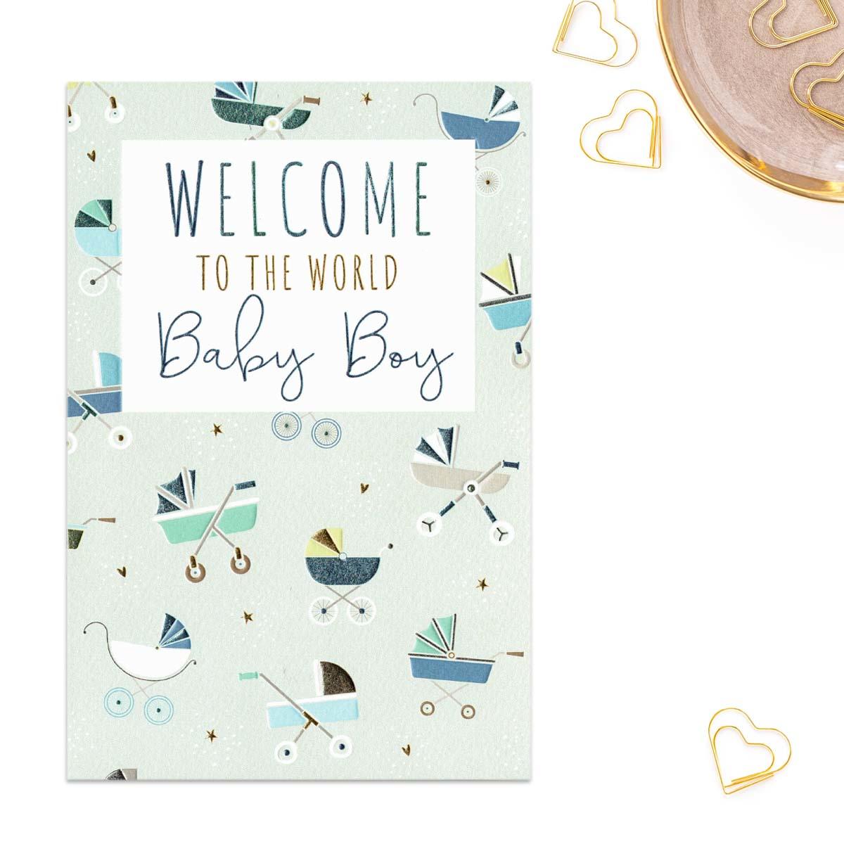 Welcome To The World Baby Boy Card Front Image