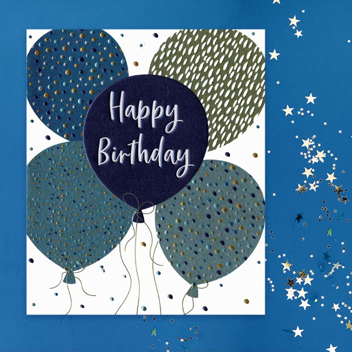 Hip Hip - Happy Birthday Balloons Card Front Image