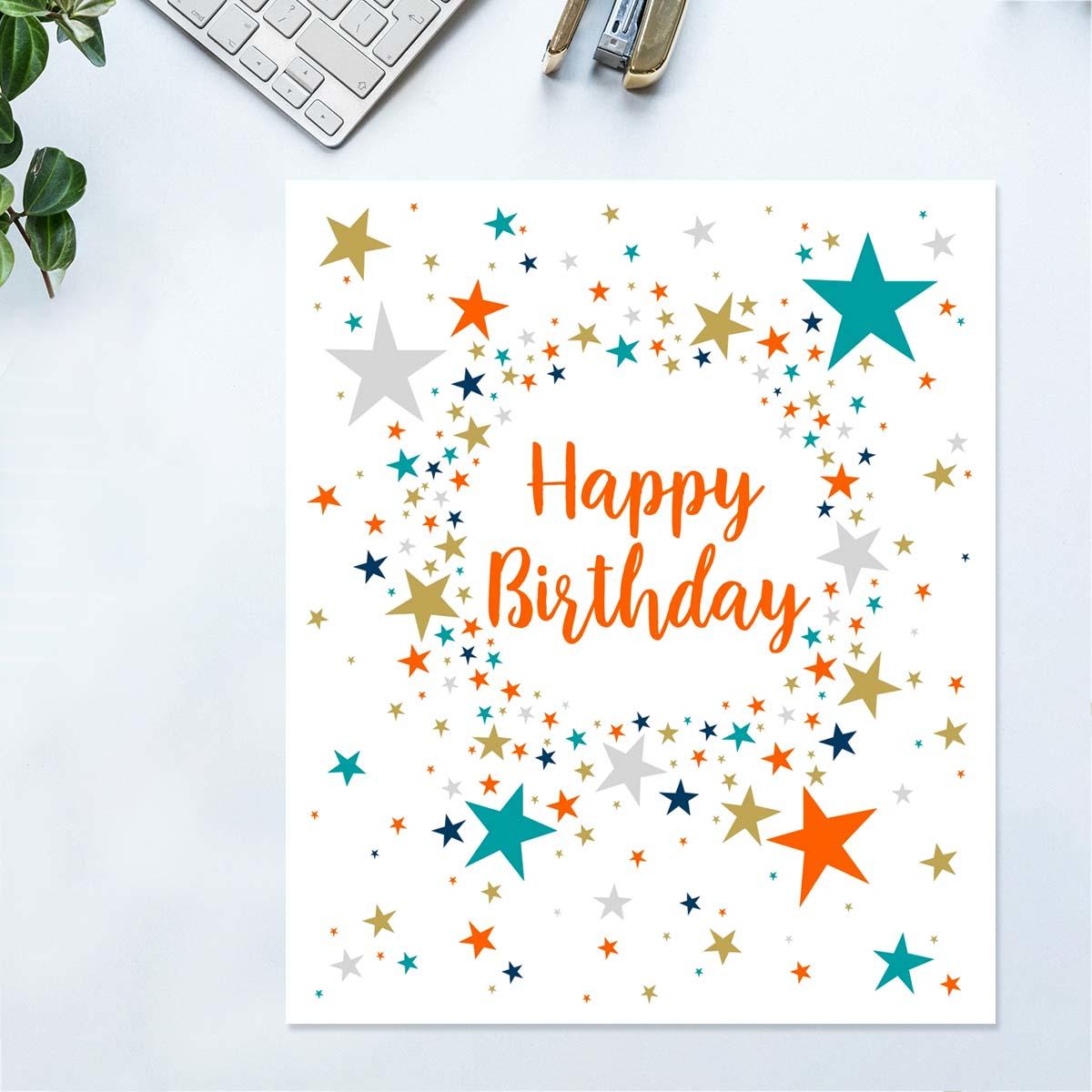Hip Hip - Happy Birthday Stars Card Front Image