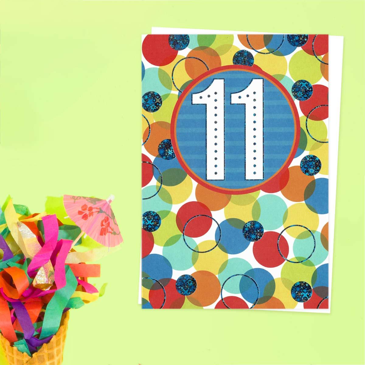 Eleven Today Multicolour Circles Card Front Image