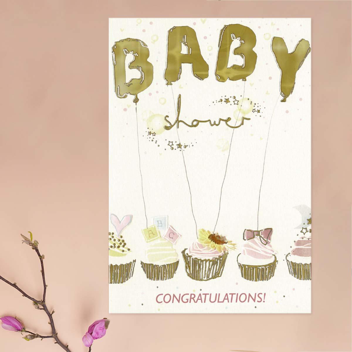 Baby Shower Cupcakes Card Front Image