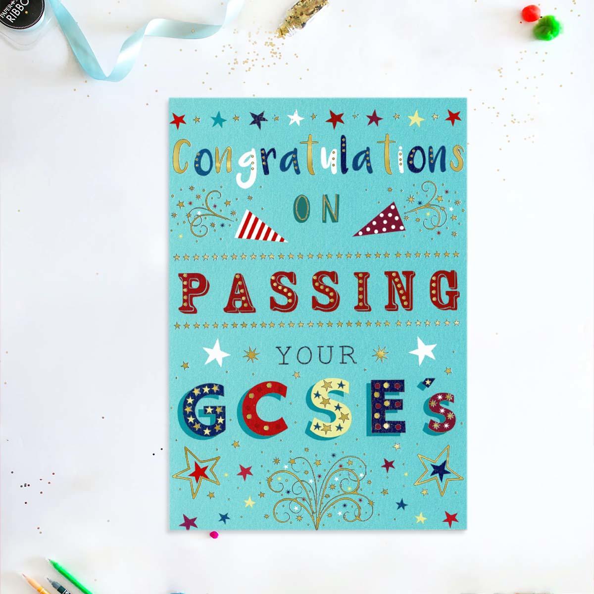 Passed GCSE's Greeting Card Displayed In Full