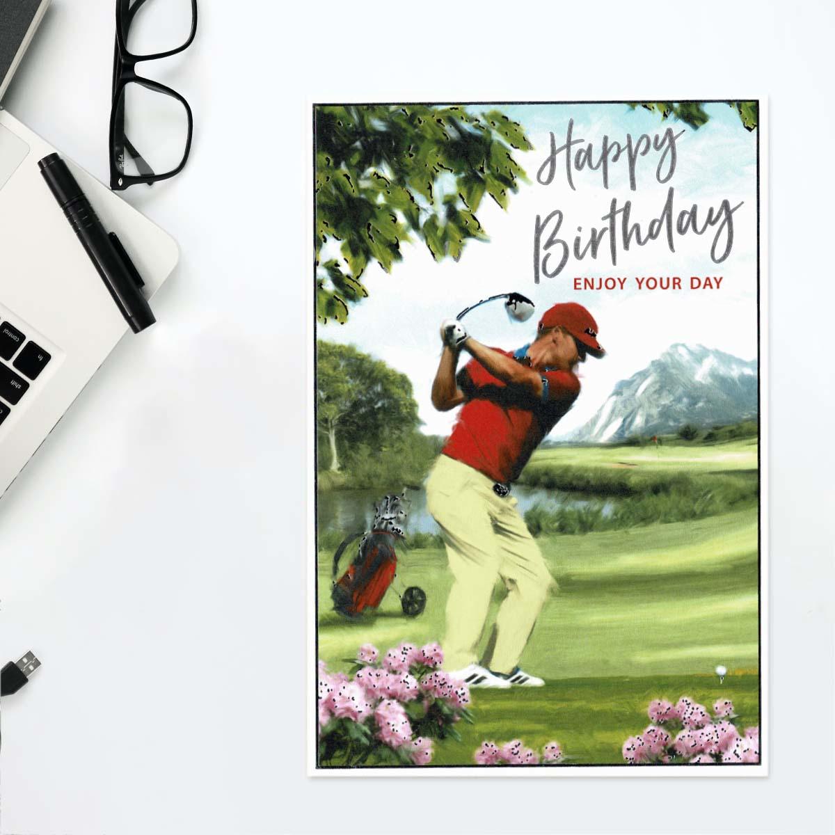 Happy Birthday Golfer Card Front Image