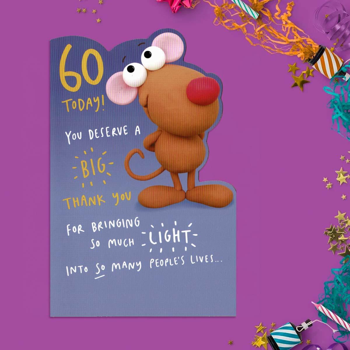 Crackers - 60 Today! Big Thank You Card Front Image