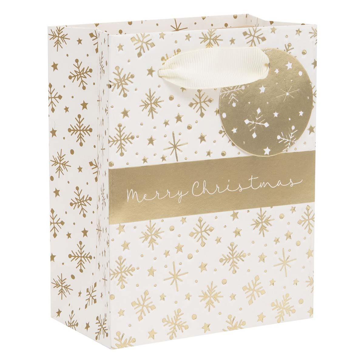 Golden Snowfall Small Christmas Gift Bag