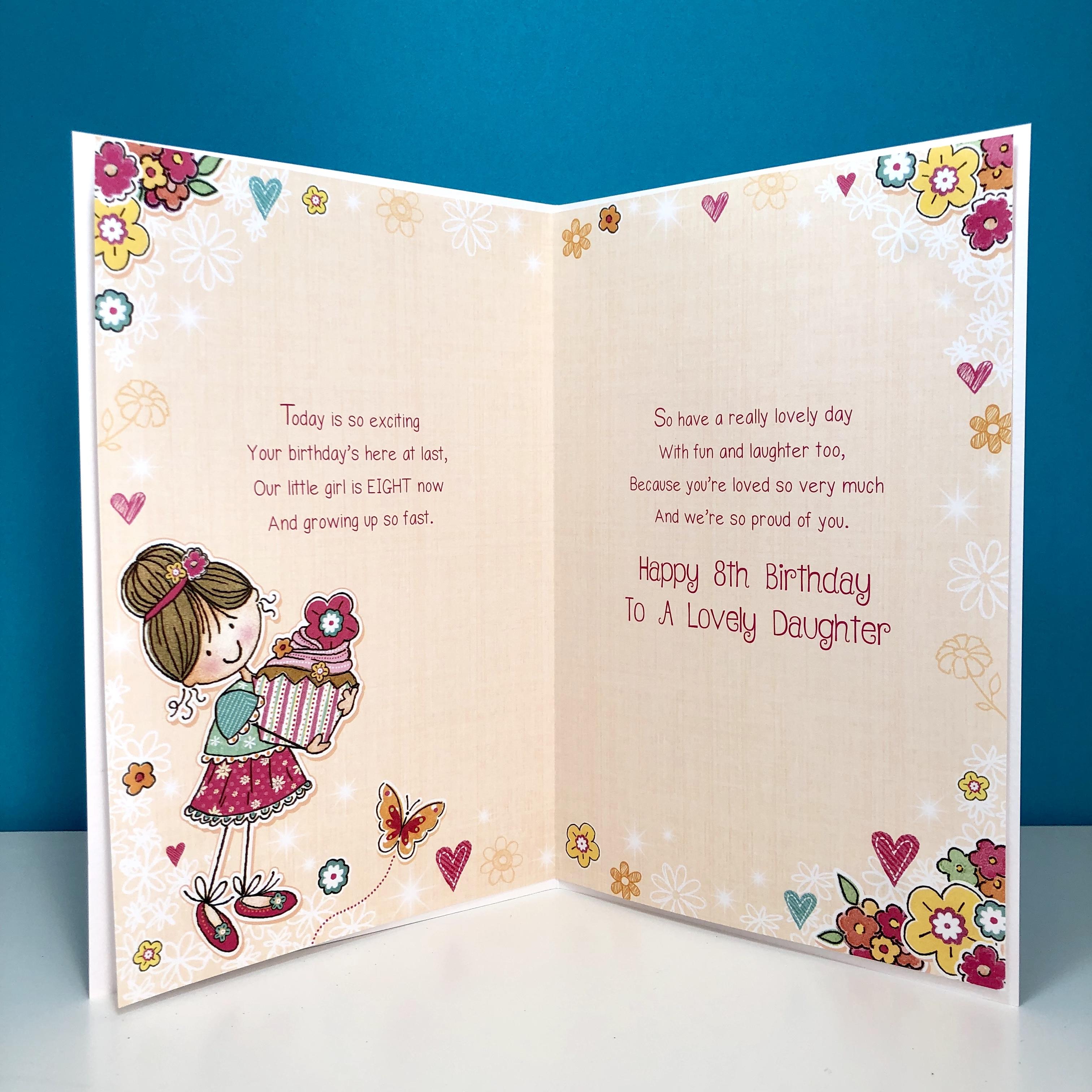 Age 8 Daughter Card Showing The Inside Text And Layout
