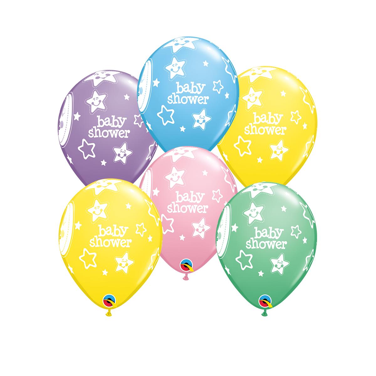 Image Of 6 Inflated Baby Shower Latex Balloons