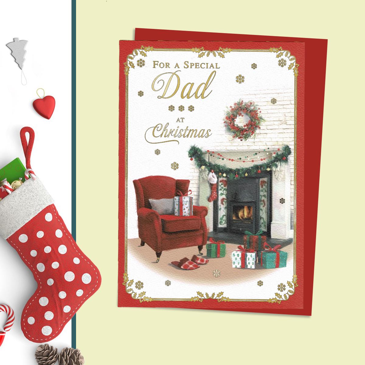 Nigel Quiney Dad Christmas Card Alongside Its Red Envelope