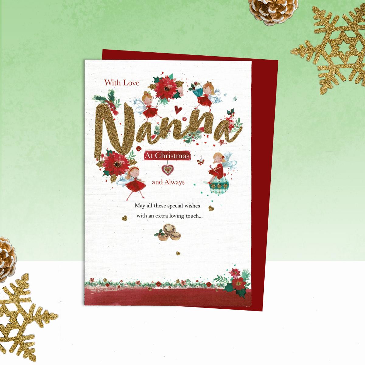 Nanna Christmas Card Alongside Its Red Envelope