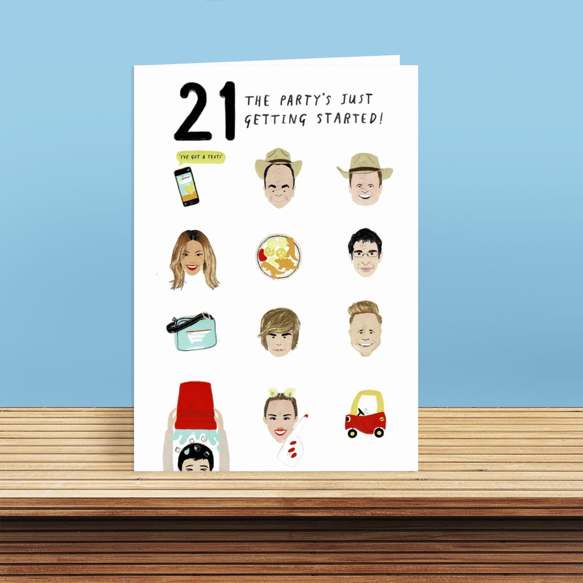 Age 21 Birthday Card Featuring Icons Of The Era In Which You Were Born