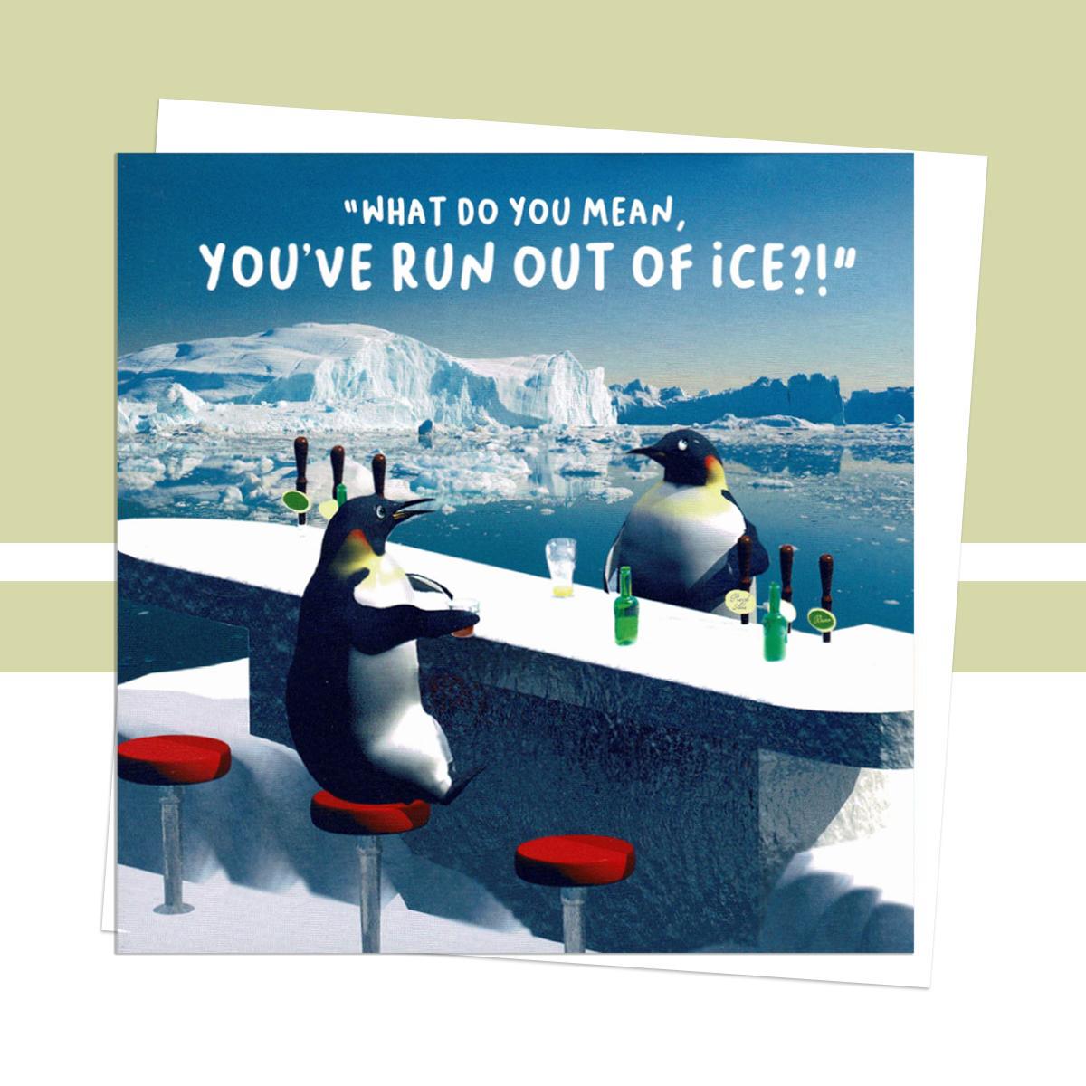 Penguin Themed Birthday Card Alongside Its White Envelope