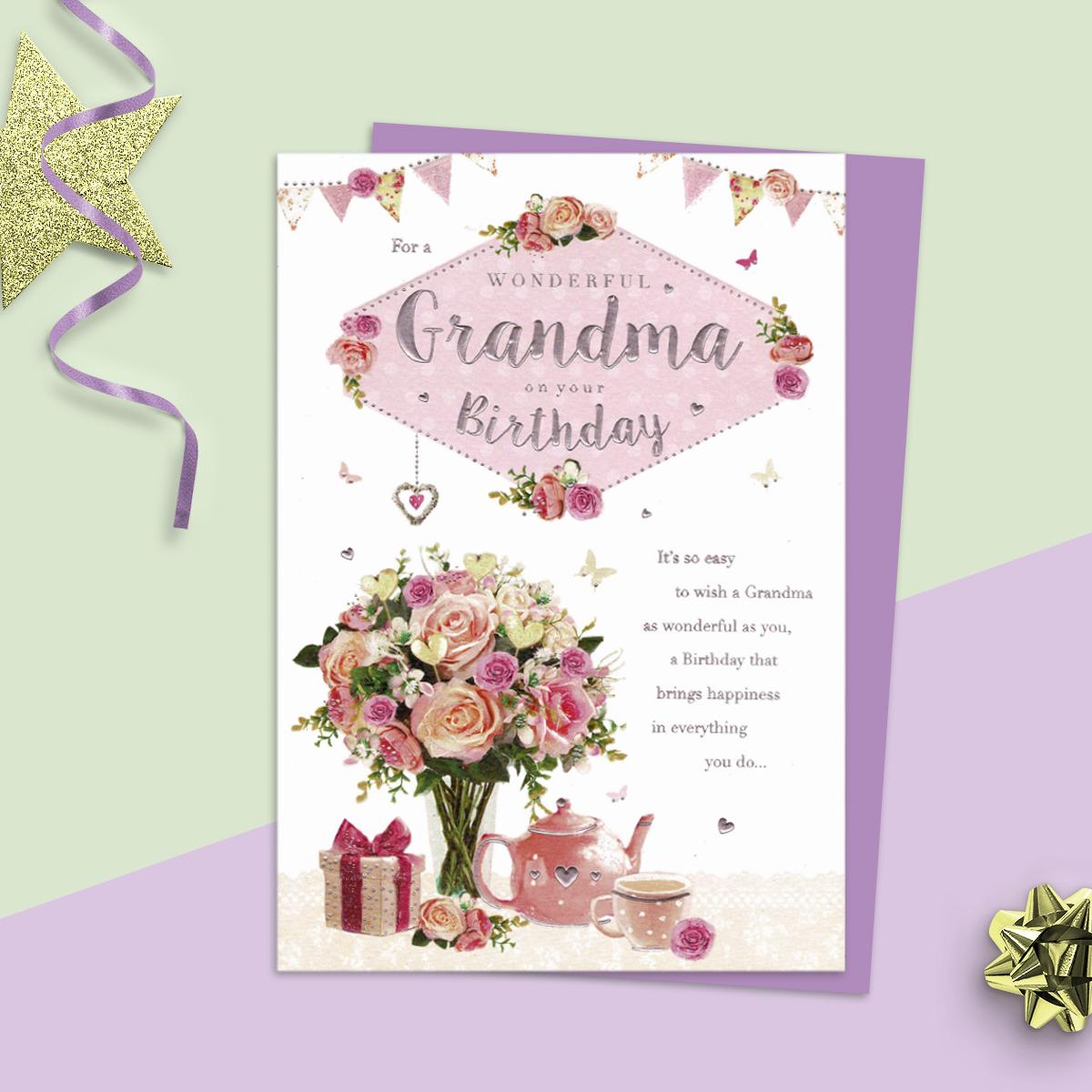 Grandma Birthday Card alongside Its Envelope