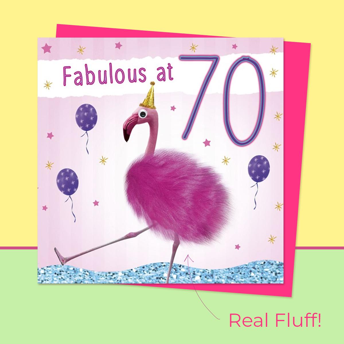 Fluff - 70 Today Flamingo Card Front Image