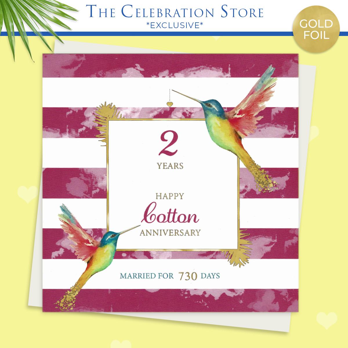 Cotton Anniversary Hummingbird Card Full Image