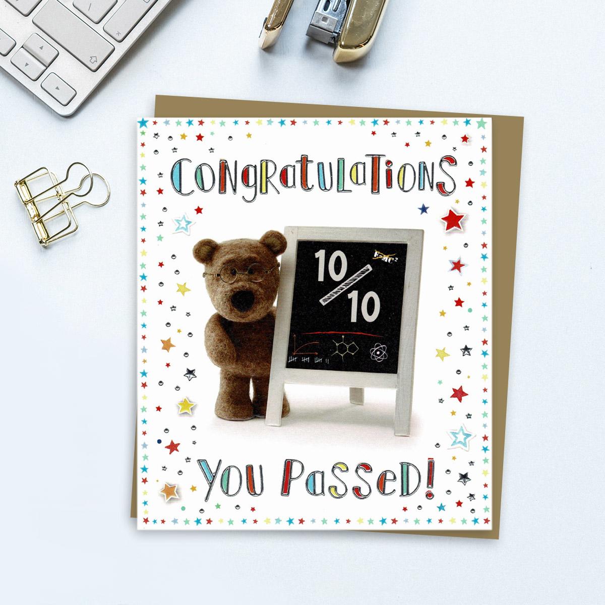 Congratulations You Passed Barley Bear Card Front Image