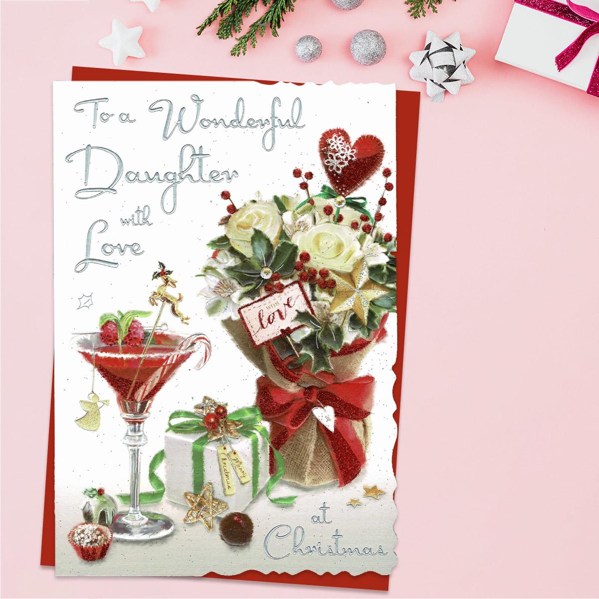 Wonderful Daughter Christmas Cocktail Card Front Image