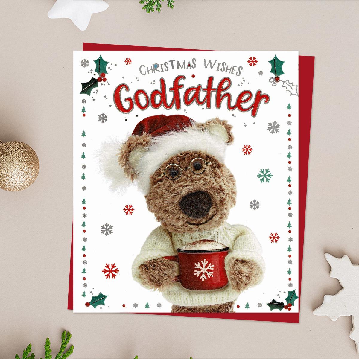 Christmas Wishes Godfather Barley Bear Card Front Image
