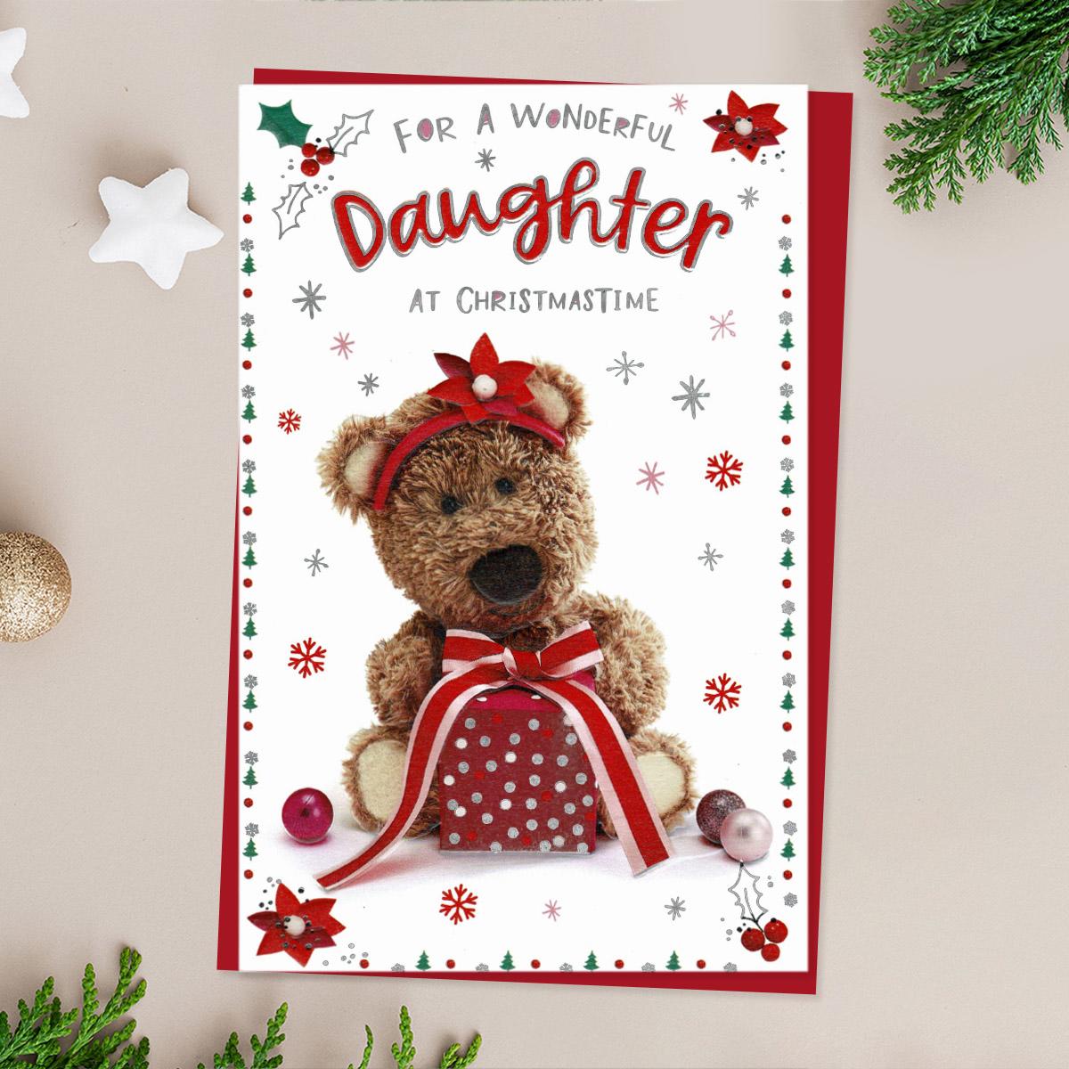 Wonderful Daughter Barley Bear Christmas Card Front Image