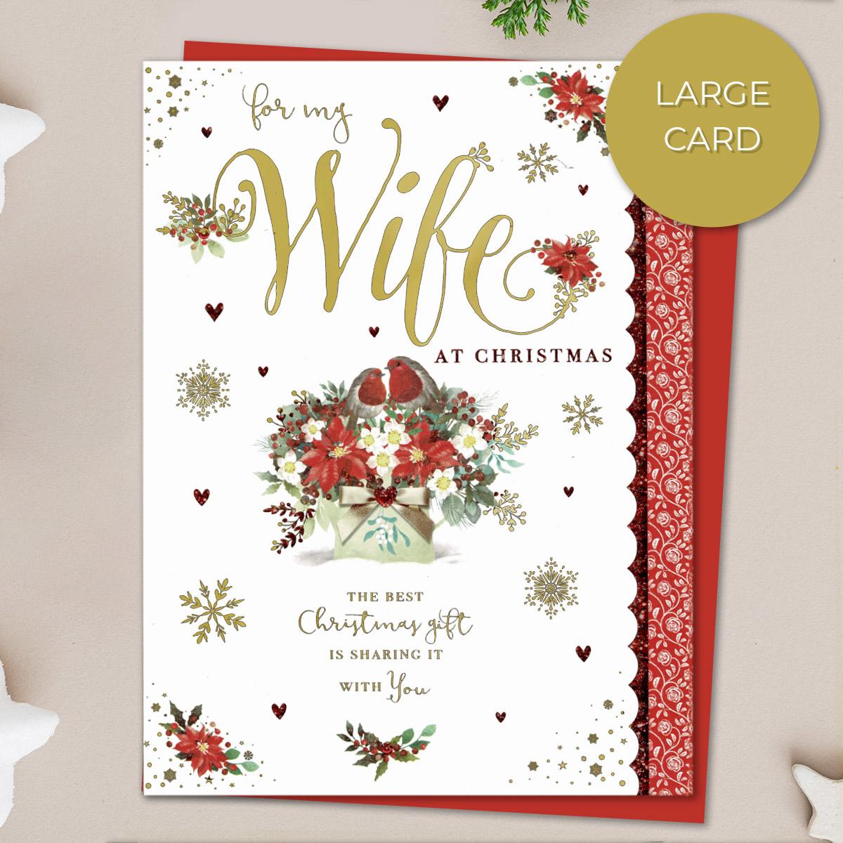 For My Wife At Christmas Large Card Front Image