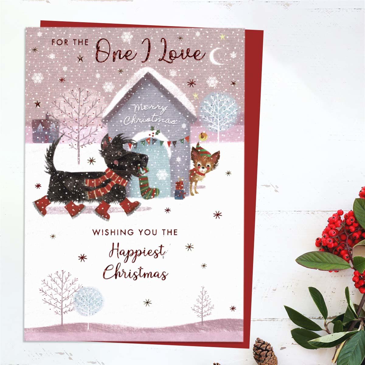 One I Love Christmas Scottie Dog Card front Image
