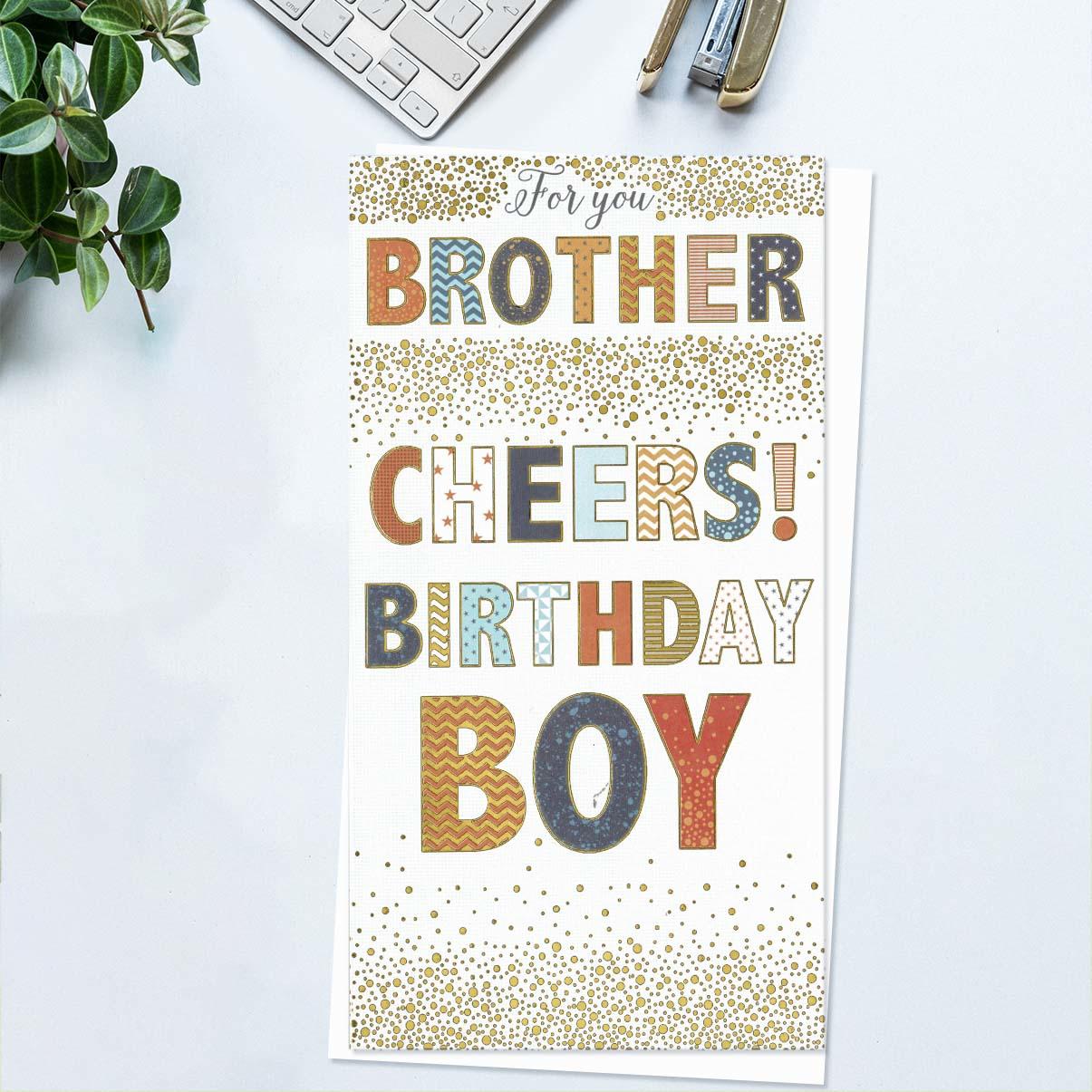 Brother Cheers Birthday Boy Card Front Image