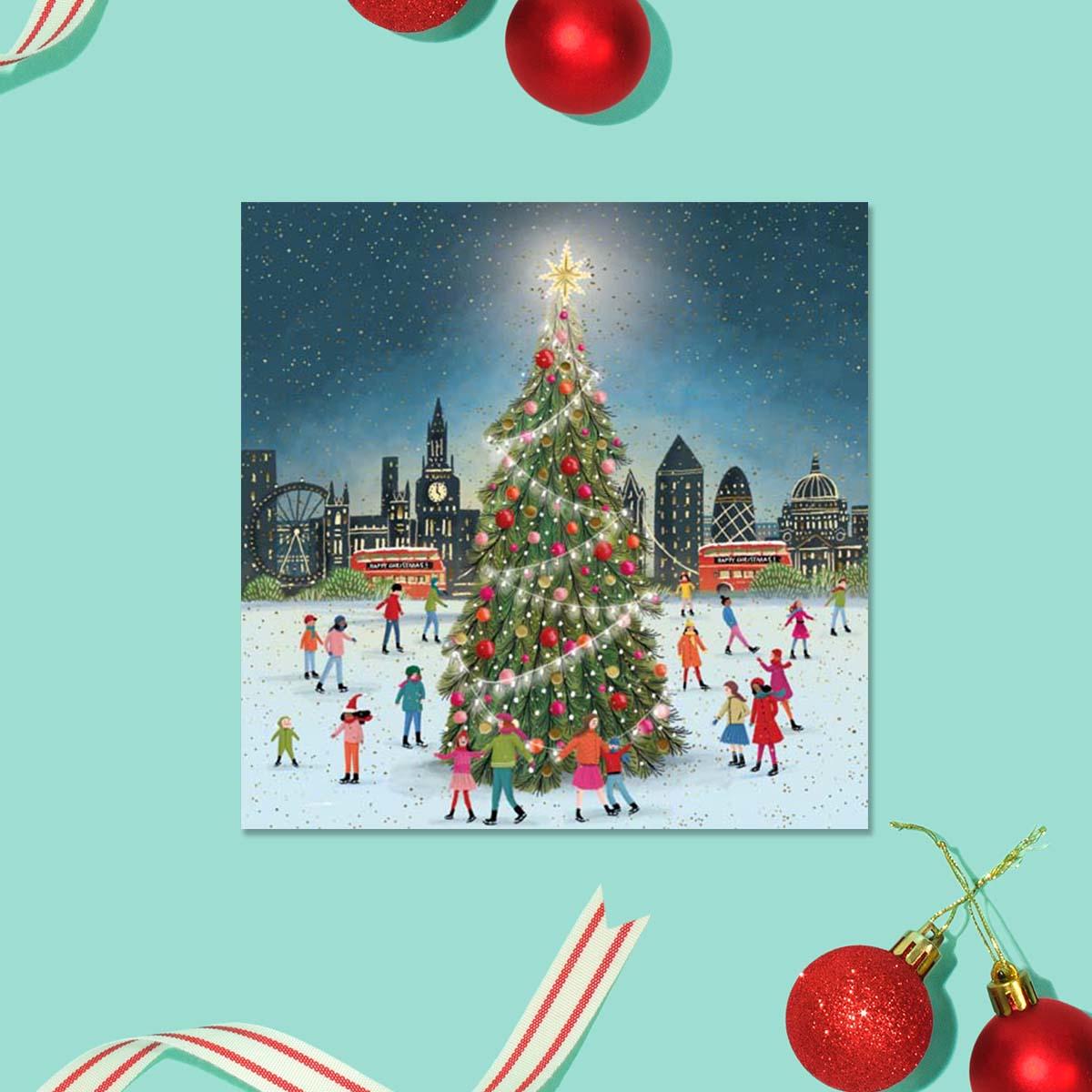 Skating Around The Christmas Tree Card Front Image