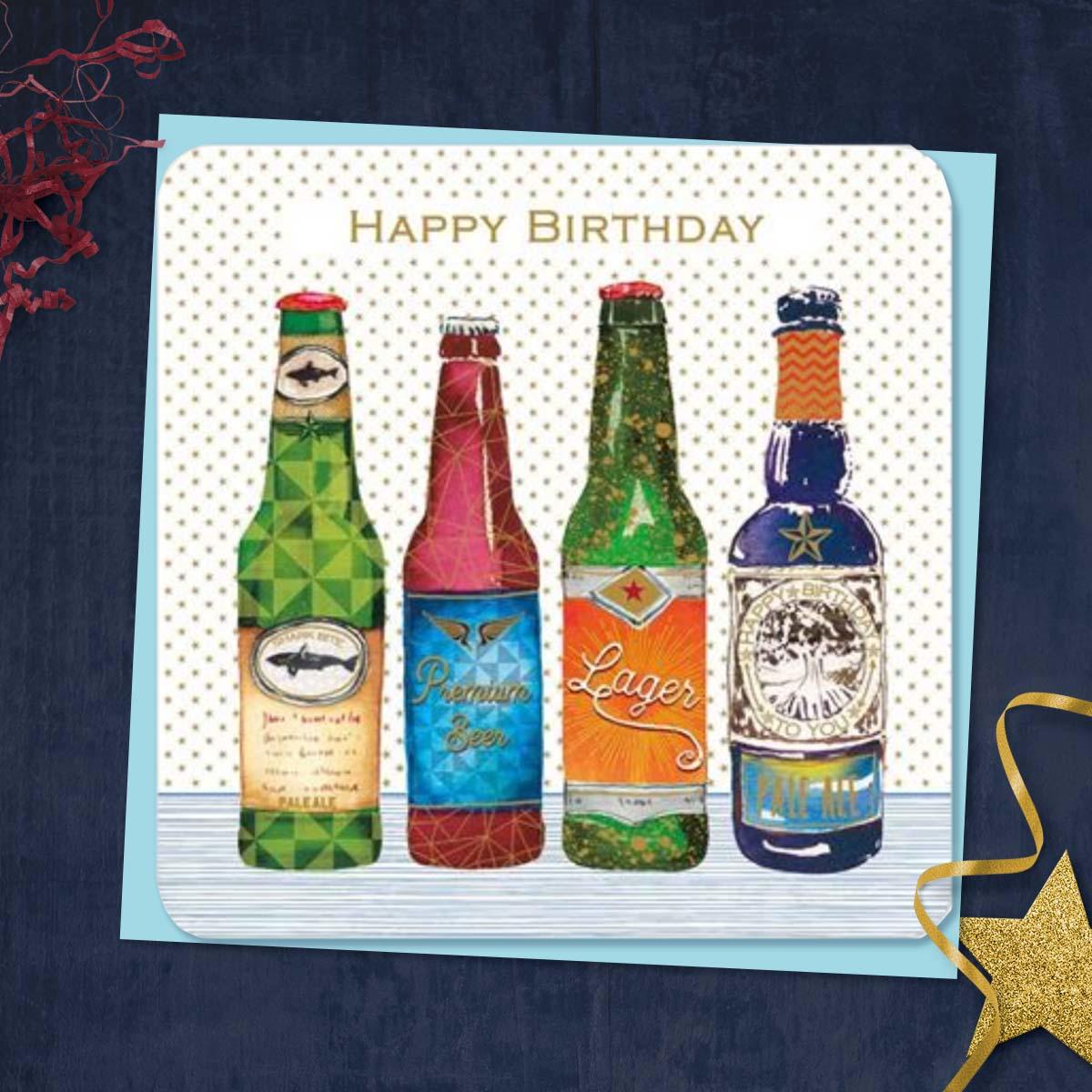 Pizazz - Bottled Beers Birthday Card Front Image