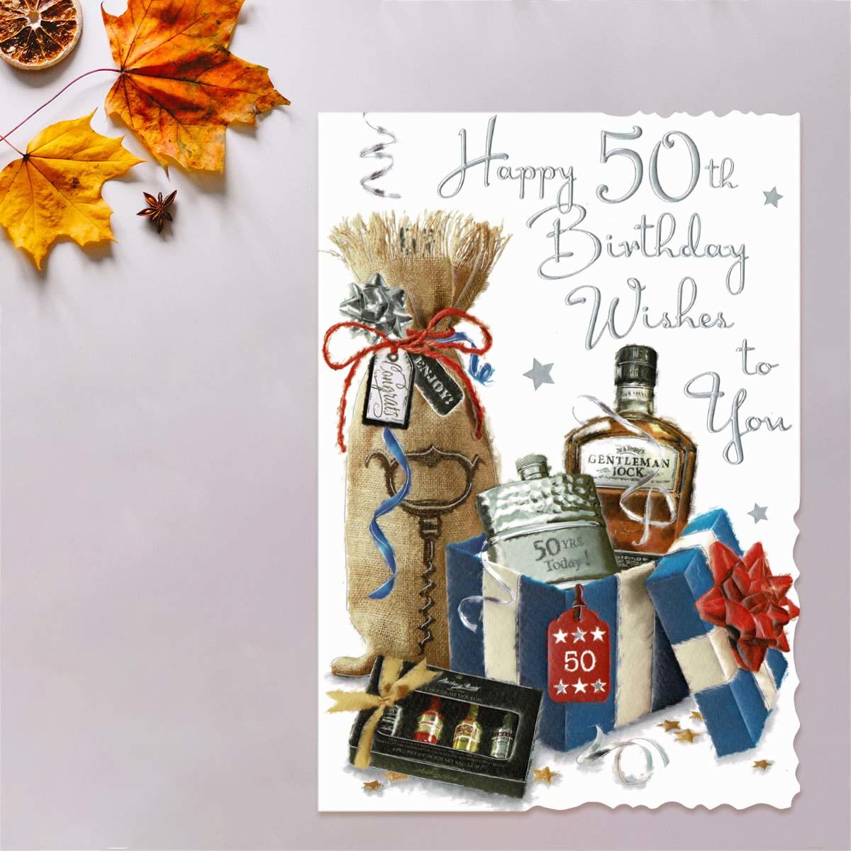 Happy 50th Birthday Wishes Card Front Image
