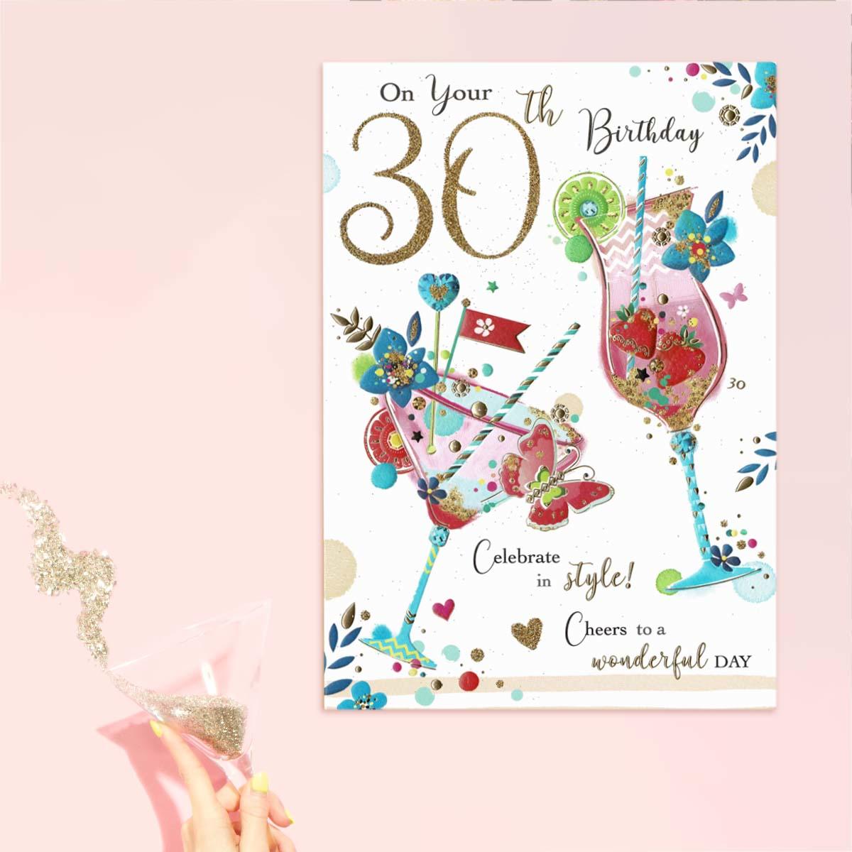 On Your 30th Birthday Cocktails Card Front Image