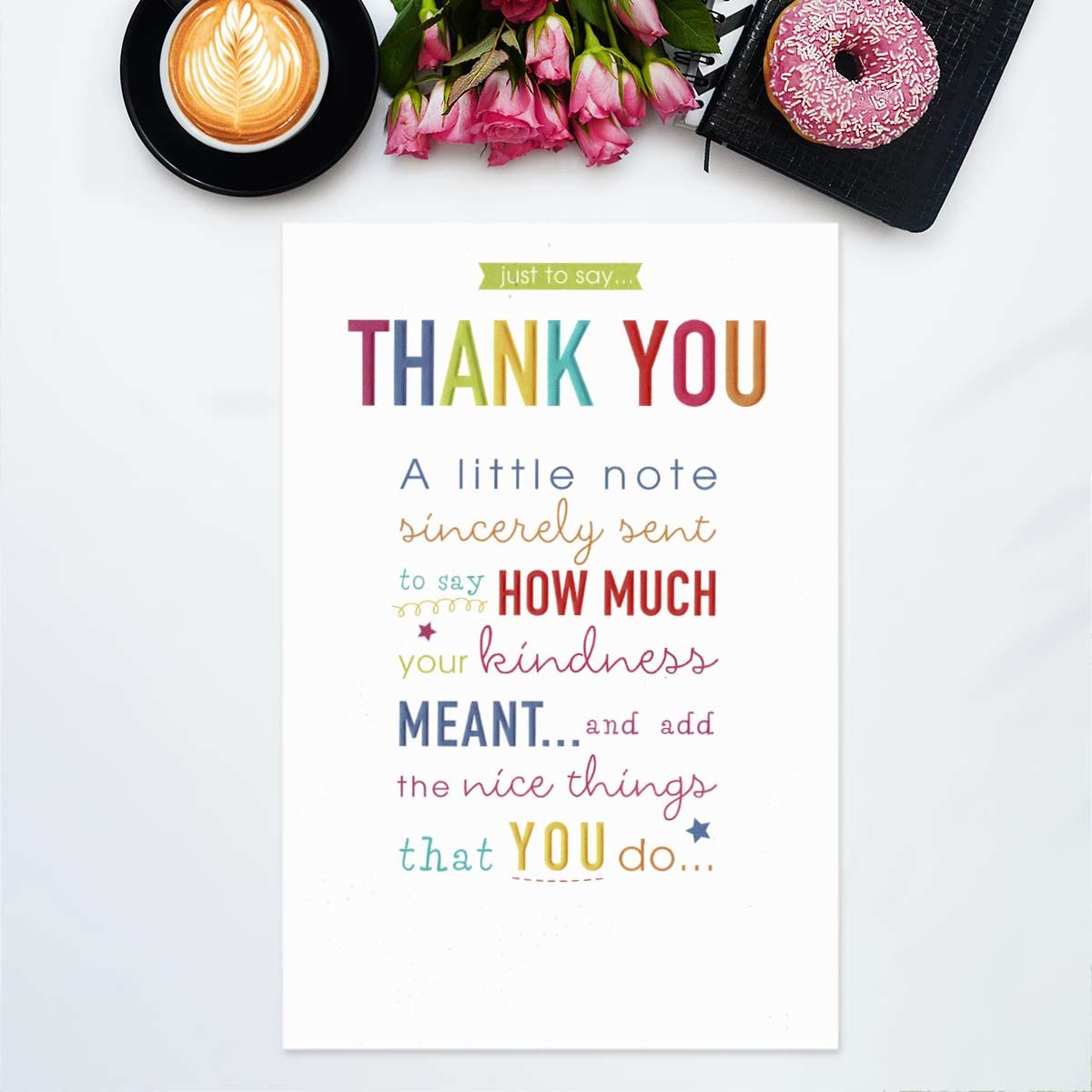 Colourful Thank You Greeting Card Displayed In Full