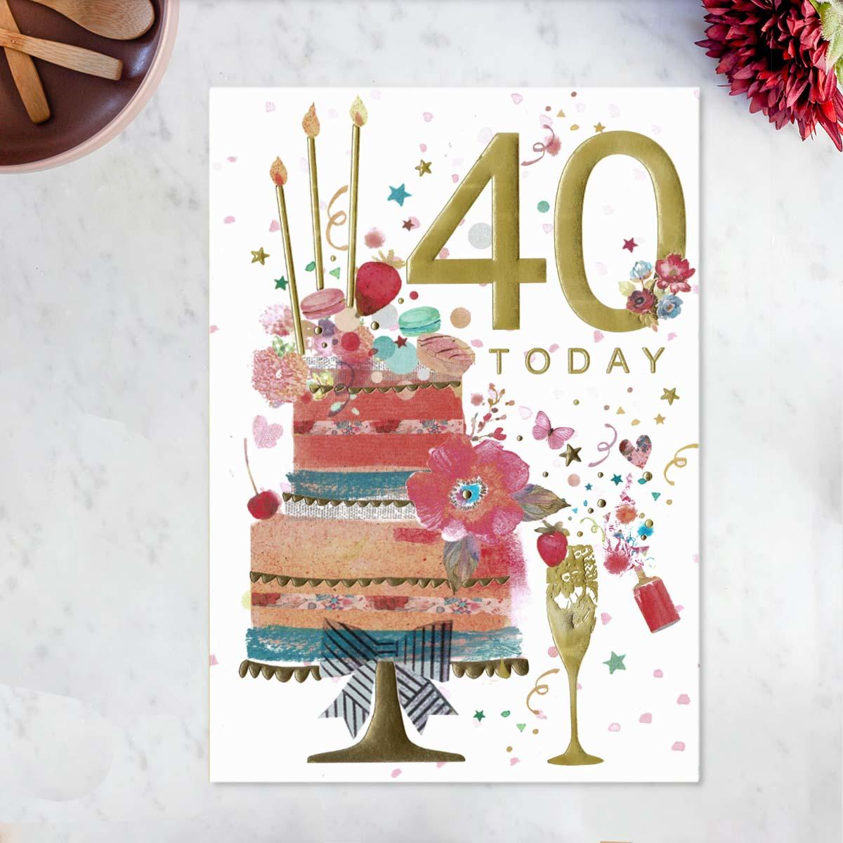 Pinata - 40 Today Birthday Cake Card Front Image
