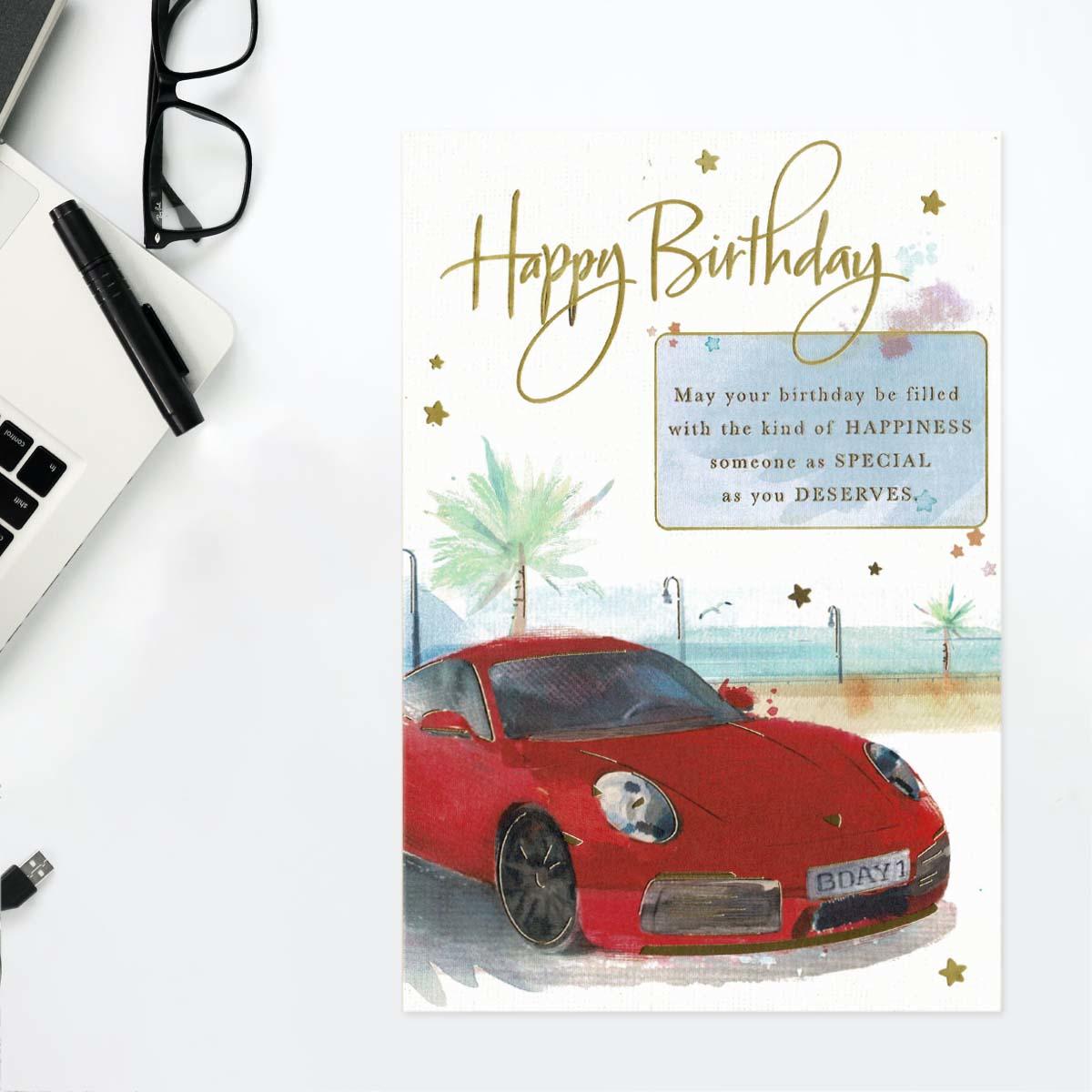 Moments In Time - Birthday Red Sports Car Card Front Image