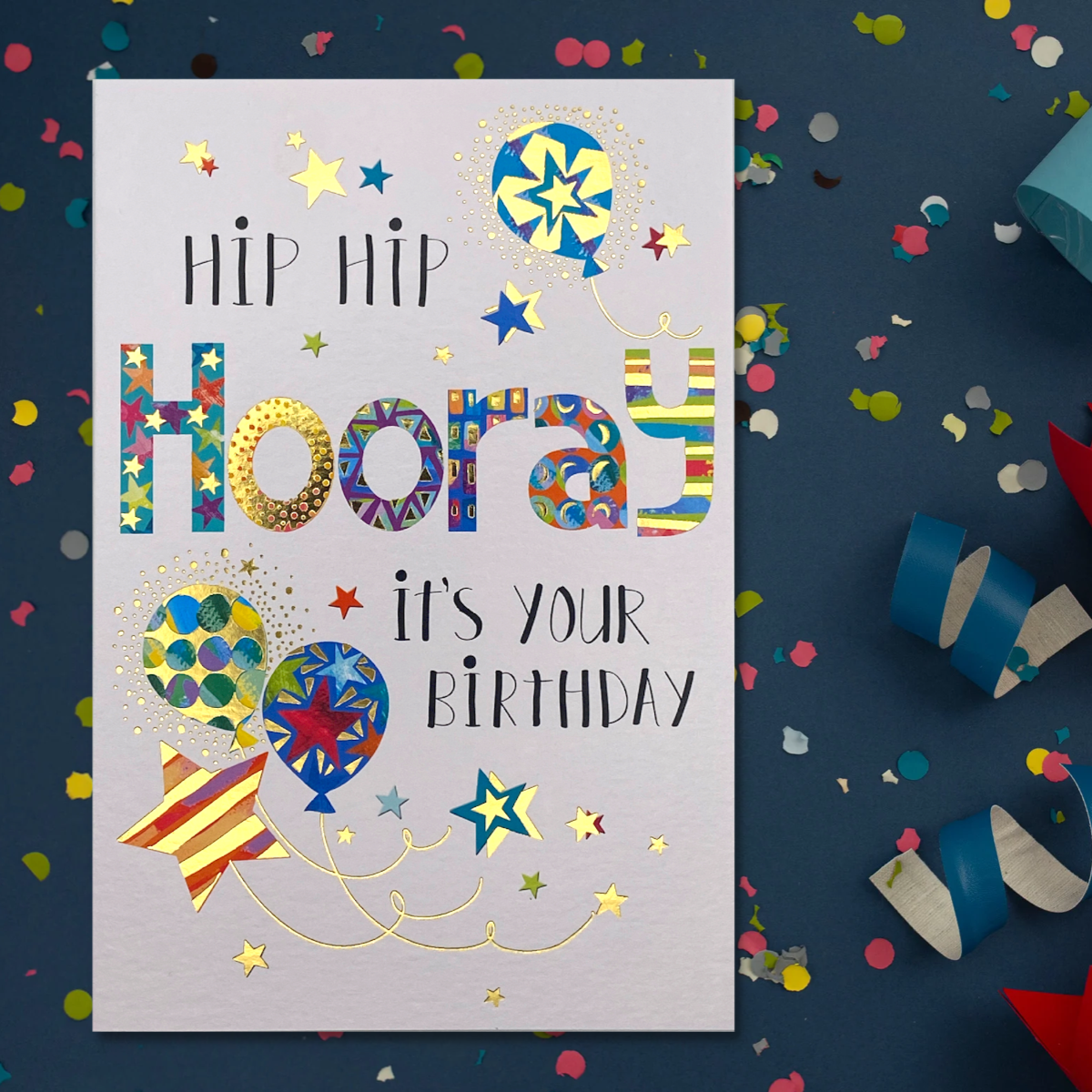 Party Time Hip Hip Hooray Birthday Card 