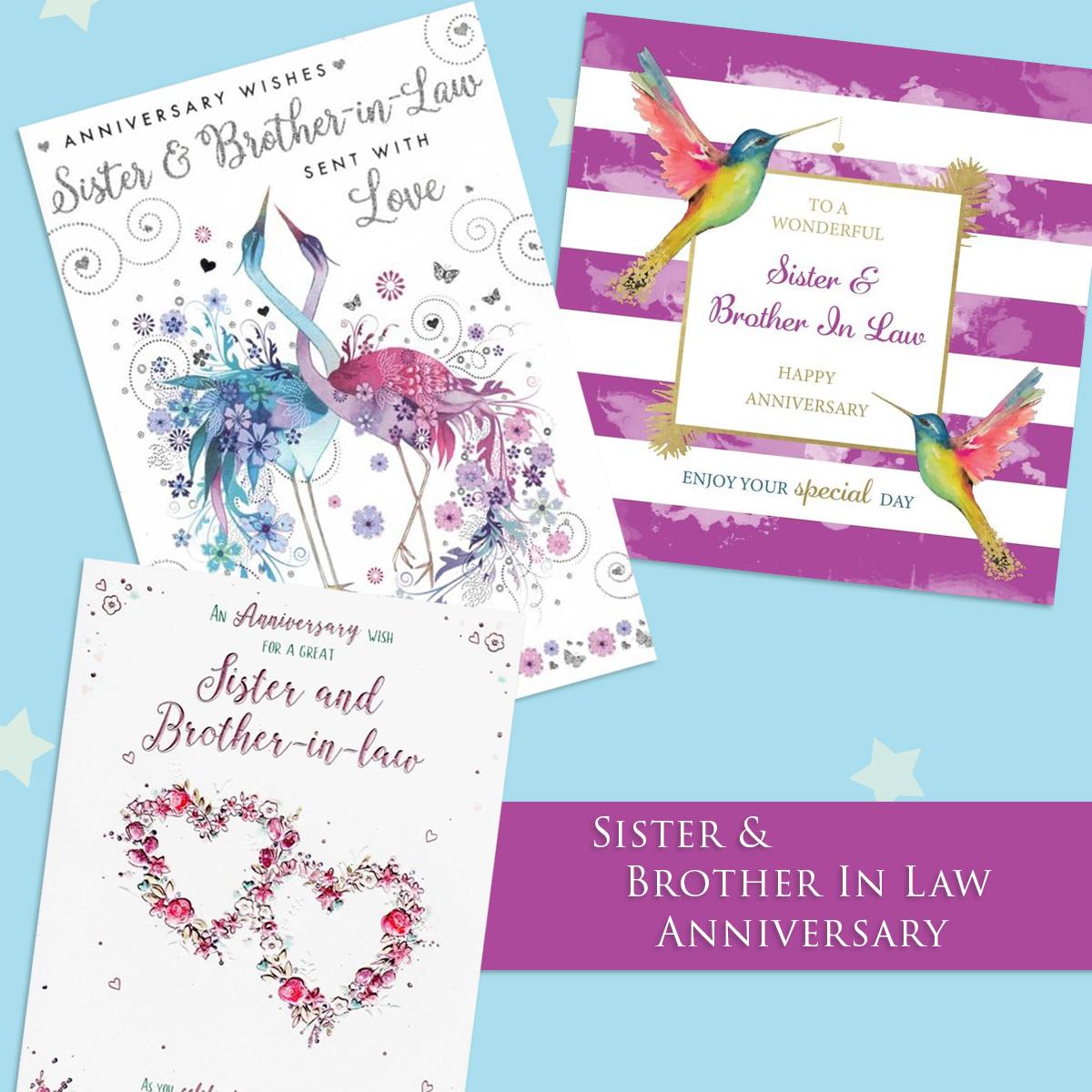 A Selection Of Cards To Show The Depth Of Range In Our Sister & Brother In Law Anniversary Section