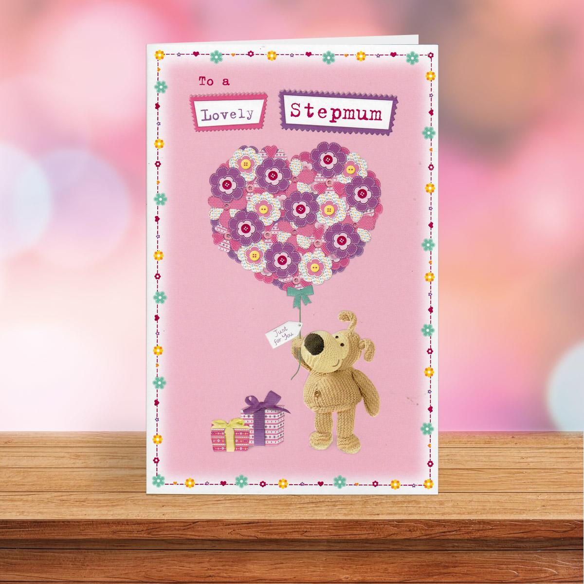 Boofle Stepmum Mothers Day Card Sitting On A Display Shelf