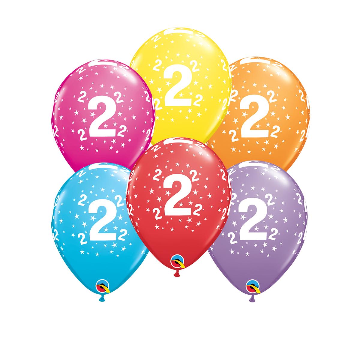 Image Of 6 Inflated Age 2 Multicoloured Latex