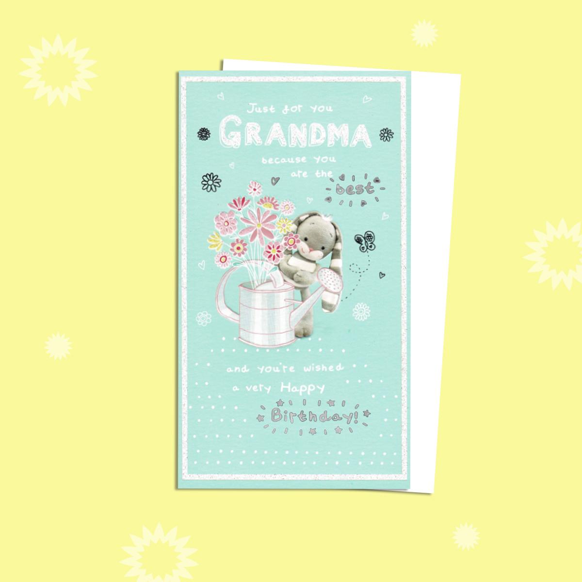 Grandma Birthday Card Featuring A Cute Bunny With A Watering Can