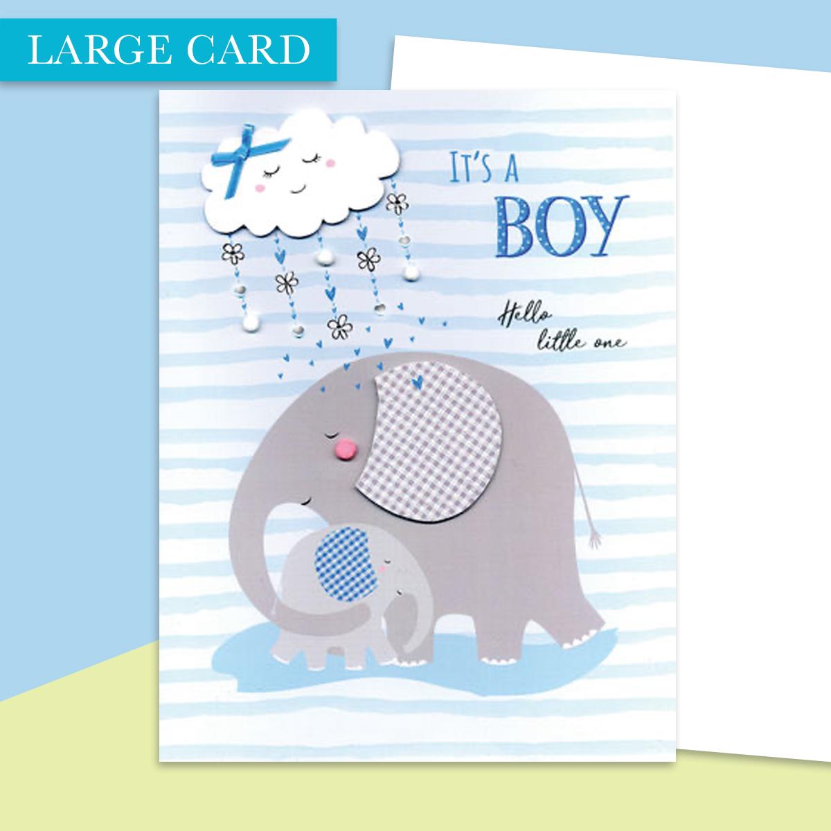 Baby Boy Large Card Alongside its White Envelope