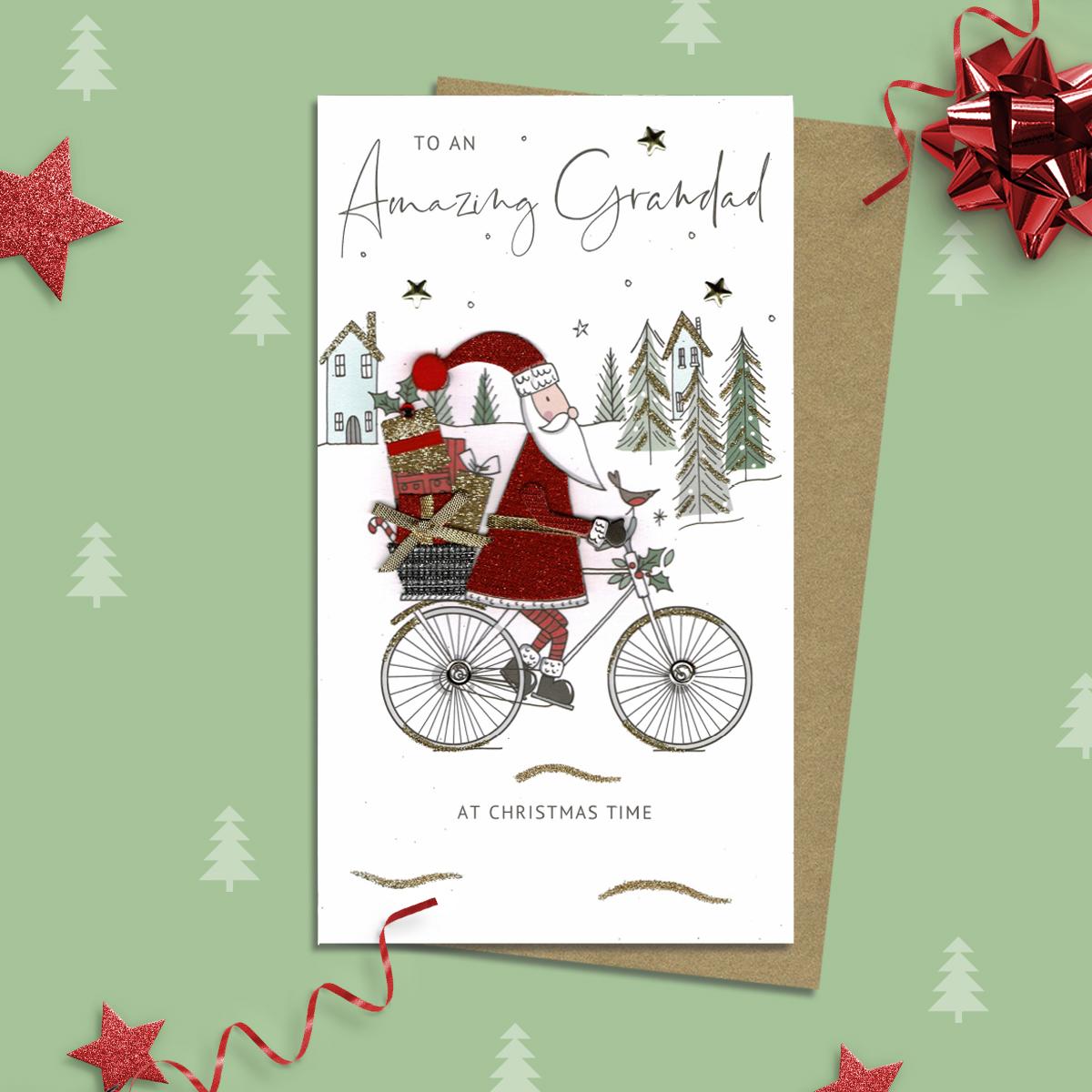 Grandad Christmas Card Alongside Its Gold Envelope