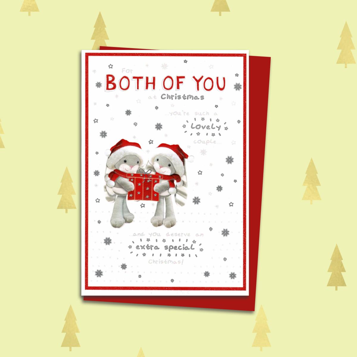 Both Of You Hun Bun Christmas Card Alongside Its Red Envelope