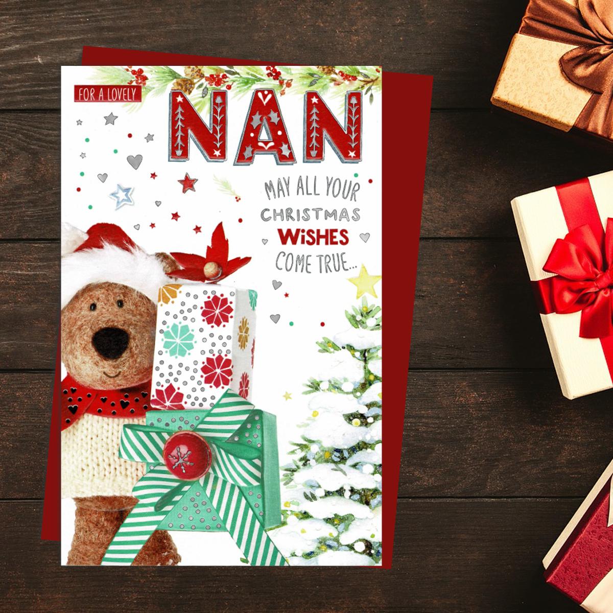 Nan Christmas Card Alongside Its Red Envelope