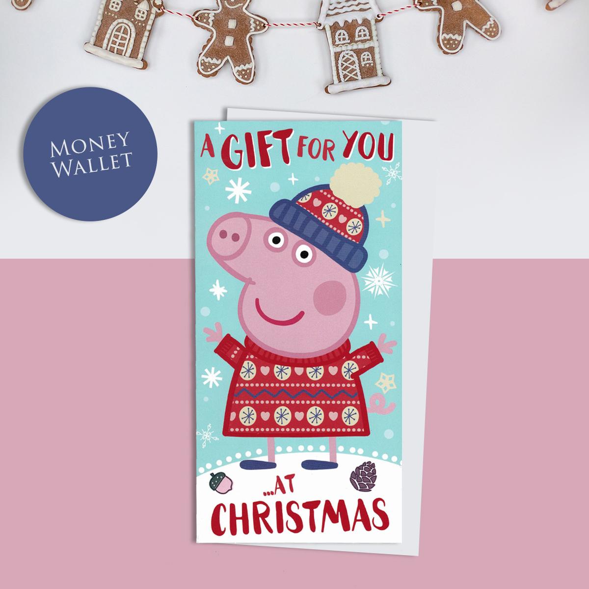 Peppa Pig Themed Christmas Card Alongside Its White Envelope