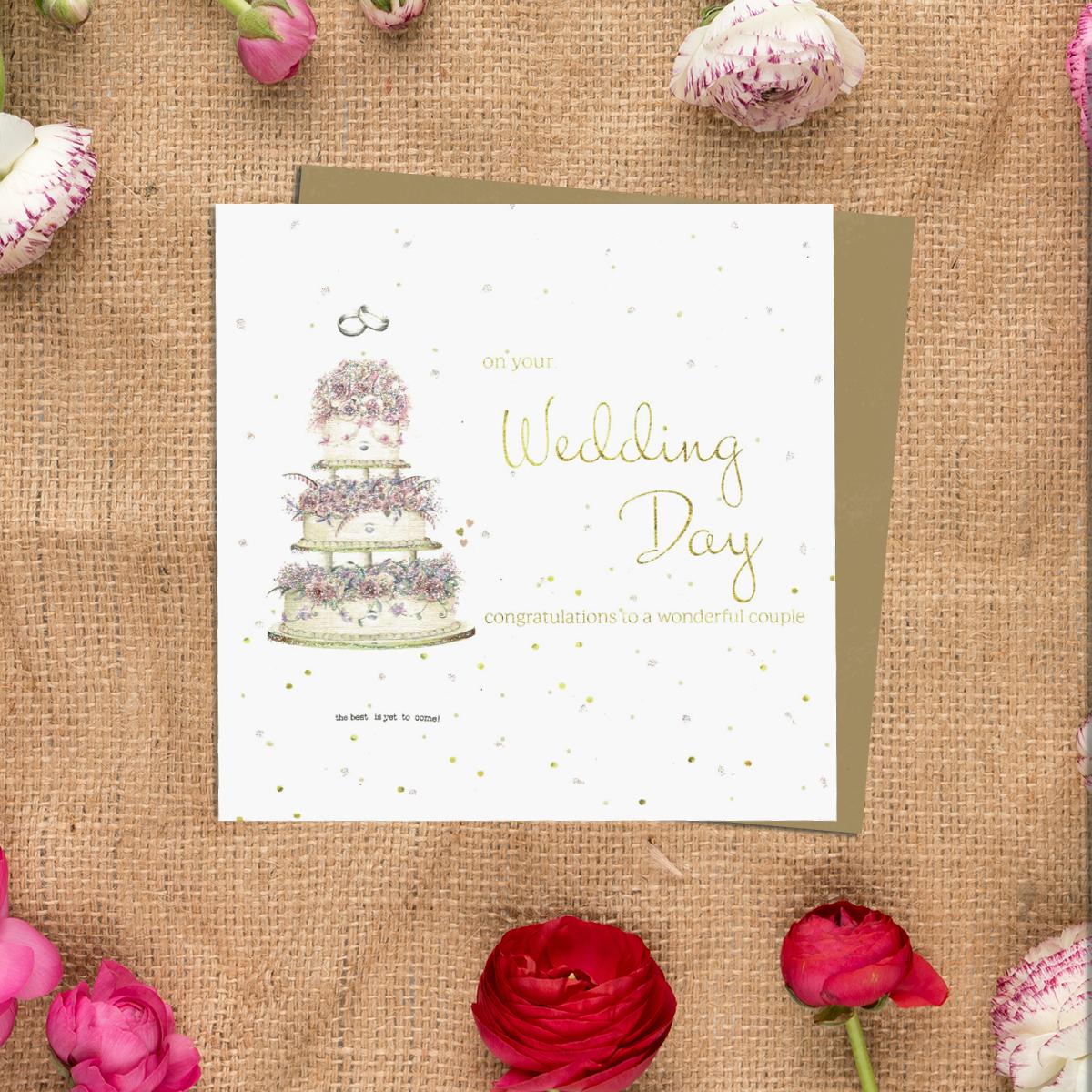 Wedding Day Greeting Card Alongside Its Kraft Envelope