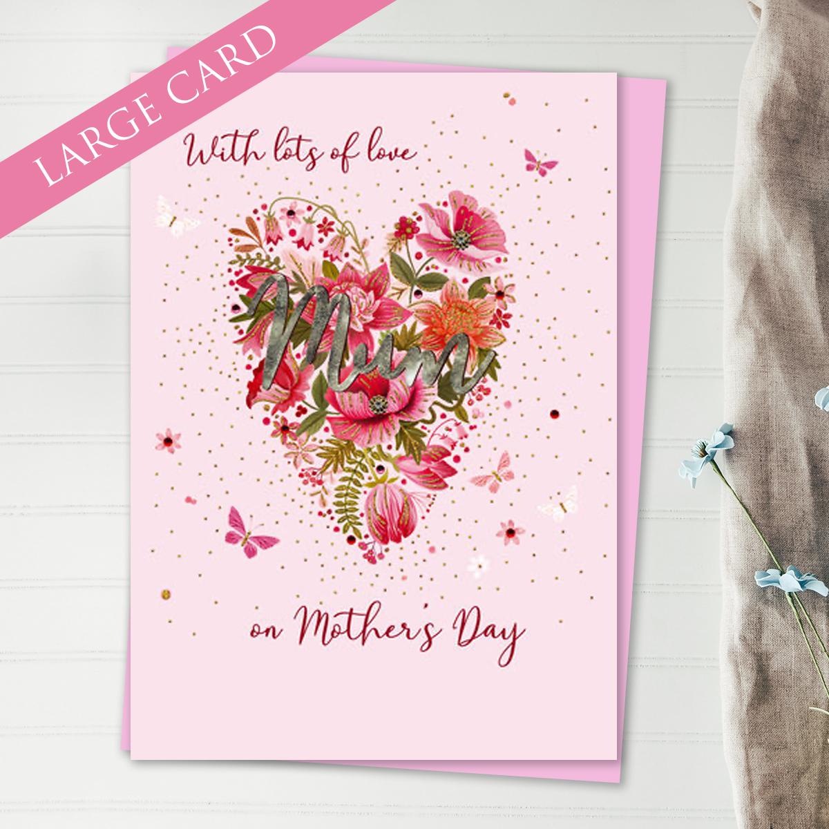 Mum Large Mother's Day Design Alongside Its Light Pink Envelope