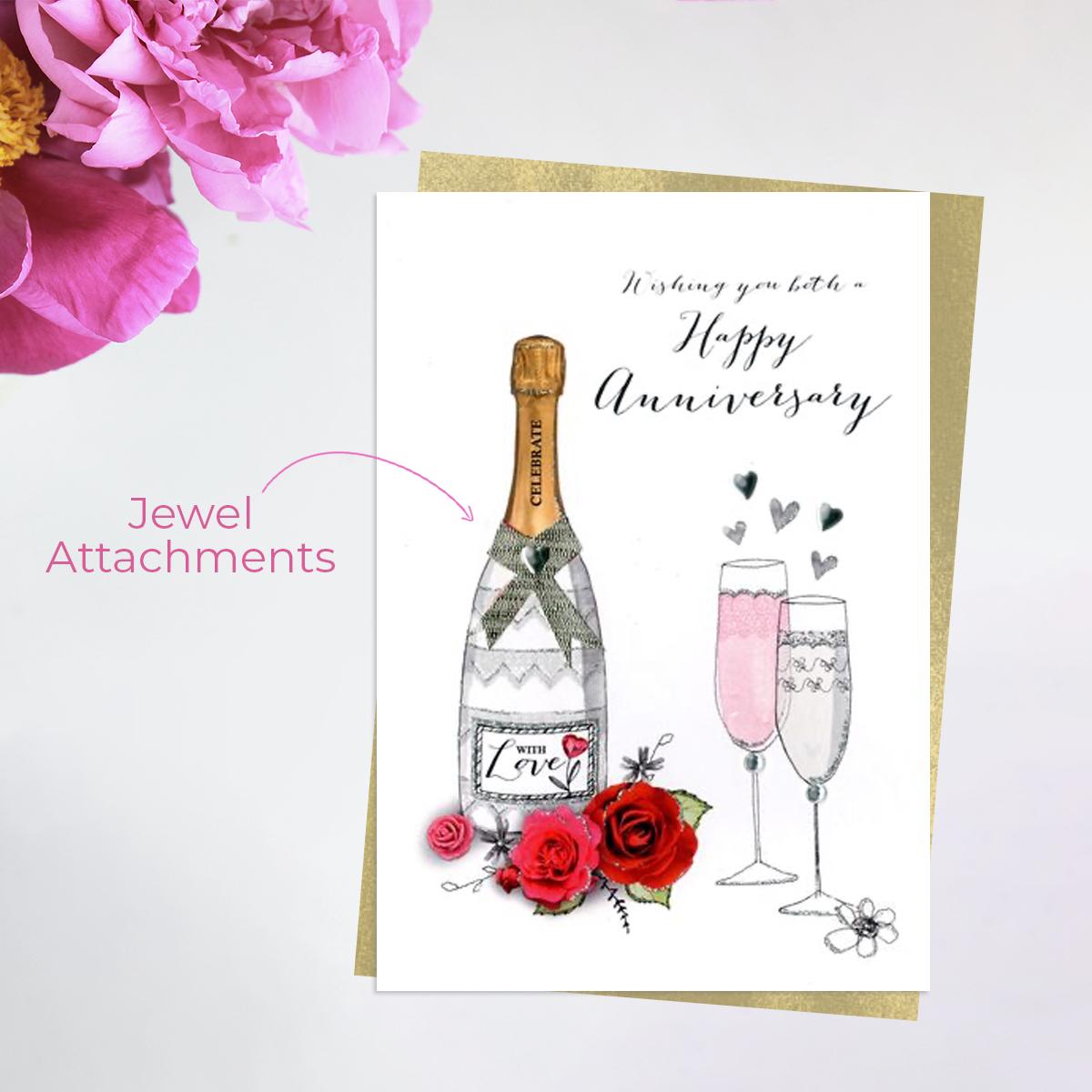 Happy Anniversary Greeting Card Alongside Its Ivory Envelope