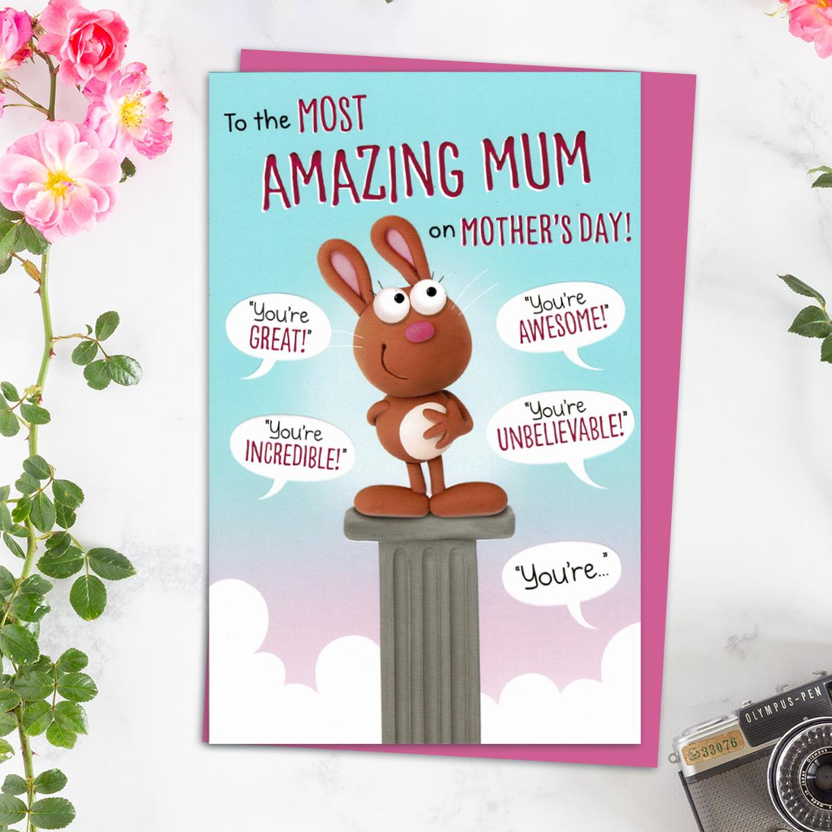 Most Amazing Mum Mother's Day Card Alongside Its Magenta Envelope